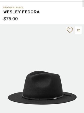 Brixton — Wesley Fedora — Black — S — NWT — unisex